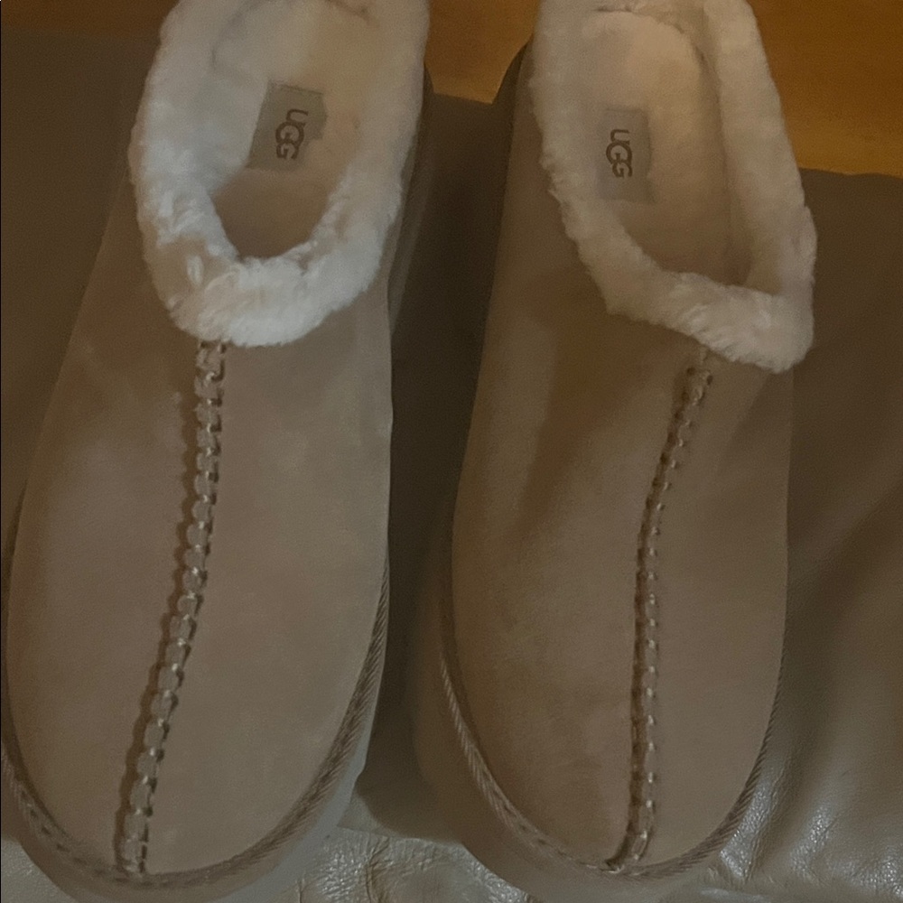 UGG Chestnut Suede clog boots with heel - Cream Fur